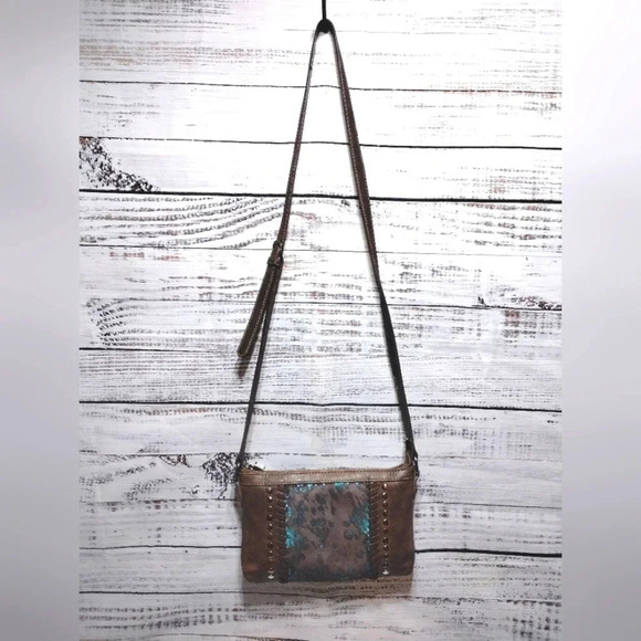 Trinity Ranch Montana West Hair On Cowhide Leather Crossbody Bag‎ Western Fur - Picture 2 of 14